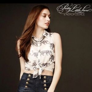 Pretty Little Liars by Aeropostle front tie sheer blouse size large